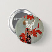 Rote Madame Art Deco Design Button (Vorne & Hinten)