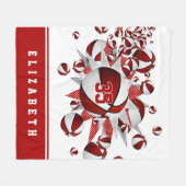 Rote Mädchen Sportdekoration Geschenke Basketball Fleecedecke (Vorderseite (Horizontal))