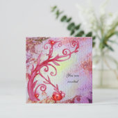 ROTE MAGISCHE WIRBEL IN LILA GELBEN GOLDGLITZERN EINLADUNG (Stehend Vorderseite)