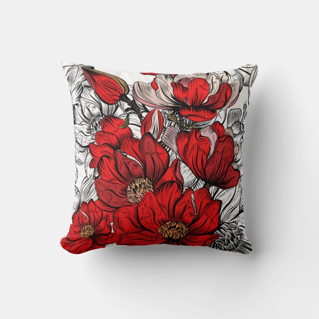 Rote Magnolia-Blume Kissen (Vorderseite)