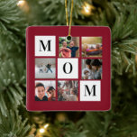 Rote Mama Farbblock FotoCollage Personalisiert Keramikornament<br><div class="desc">Passen Sie diese Mama Colorblock Foto Collage Personalisierte Keramik Ornament Geschenkidee, um eine Ihrer Lieblings-Menschen zu feiern. Dieses personalisierte Geschenk macht Geburtstagsgeschenk oder Weihnachtsgeschenk. Familie und Freunde Liebe dieser Mama Colorblock Foto Collage Personalisierte Keramik Ornament Geschenk Idee. Es ist einfach, sich selbst zu personalisieren, um einzigartig zu sein. Für weitere...</div>