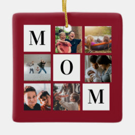 Rote Mama Farbblock FotoCollage Personalisiert Keramikornament