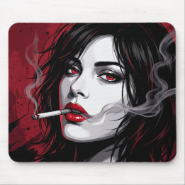 Rote Manga-Frau rauchige Anime Mousepad