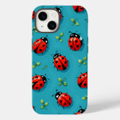 Rote Marienkäfer Glücksmuster Himmelblau iPhone-Hü Case-Mate iPhone Hülle (Rückseite)