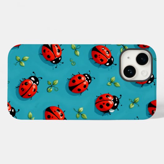 Rote Marienkäfer Glücksmuster Himmelblau iPhone-Hü Case-Mate iPhone Hülle (Rückseite (Horizontal))