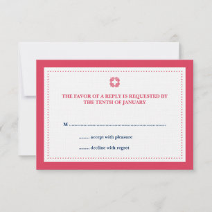 Rote Marine gepunktete Grenze Hochzeit rsvp Reakti Karte