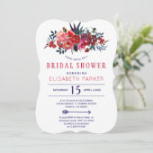 Rote Marine rustikales böhmisches Brautparty Einladung (Stehend Vorderseite)