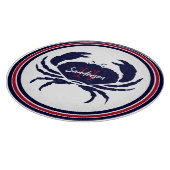 Rote Marinekrabbe (Nautic Monogram) Schneidebrett (Ecke)