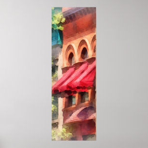 Rote Markisen auf Brownstone Hoboken NJ Poster