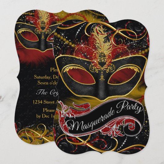 Rote Maske Einladung (Vorne/Hinten)