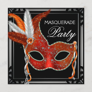 Rote Maske Schwarze Rote Maskenparty Einladung