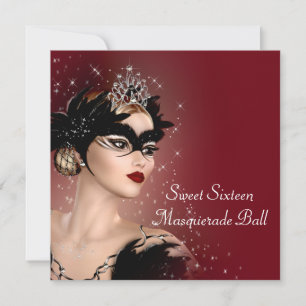 Rote Masken Sweet 16 Maskenballparty Einladung