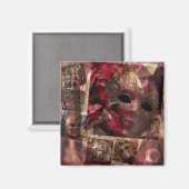 Rote Maskerade Maske Quadrat Magnet (Vorderseite/Rückseite)