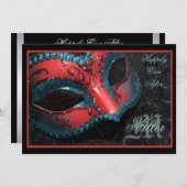 Rote Maskerade-Renaissance-Hochzeits-Einladung Einladung (Vorne/Hinten)