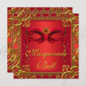 Rote Masquerade Rote Masquerade Party Einladung (Vorne/Hinten)