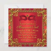 Rote Masquerade Rote Masquerade Party Einladung (Rückseite)