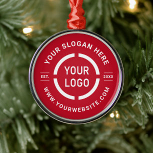Rote maßgeschneiderte Geschäftsornamente mit Logo Ornament Aus Metall