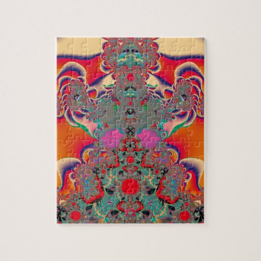 Rote Meditations-Fraktal-Abstrakte Kunst Puzzle (Vertikal)