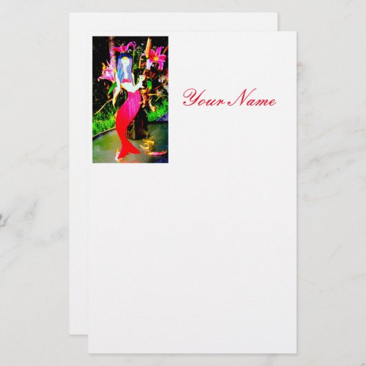 Rote Meerjungfrau Briefpapier (Vorne/Hinten)