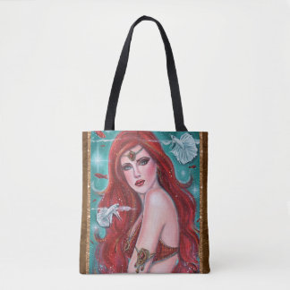 Rote Meerjungfrau Fantasy Art-Tasche von Renee Tasche