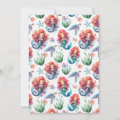 Rote Meerjungfrau-Geburtstags-Einladung in Weiß Einladung (Rückseite)