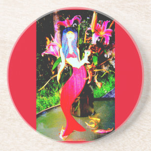 Rote Meerjungfrau Getränkeuntersetzer