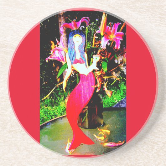 Rote Meerjungfrau Getränkeuntersetzer (Vorne)
