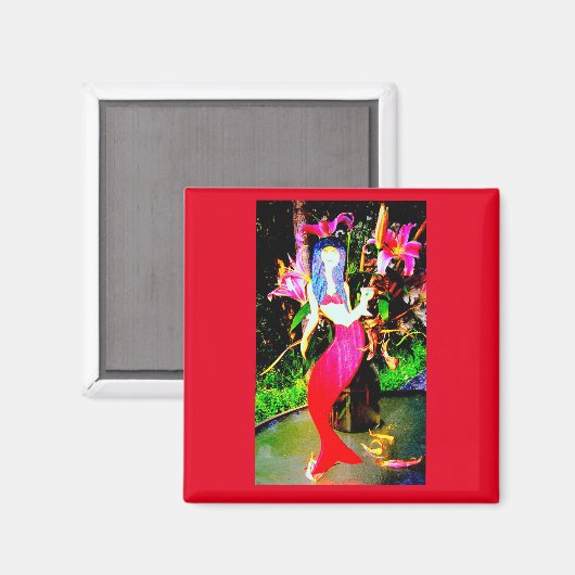 Rote Meerjungfrau Magnet (Vorderseite/Rückseite)