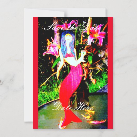 Rote Meerjungfrau Magneteinladung (Vorderseite)