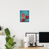 Rote Meerjungfrau "Vivian" tropische Fischfantasie Poster (Heimbüro)