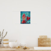 Rote Meerjungfrau "Vivian" tropische Fischfantasie Poster (Küche)