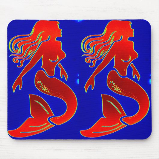 Rote Meerjungfrauen auf blauem Mousepad (Vorne)