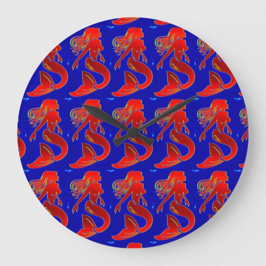 Rote Meerjungfrauen auf blauer Uhr (Vorderseite)