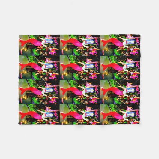 Rote Meerjungfrauen Fleecedecke (Vorderseite (Horizontal))