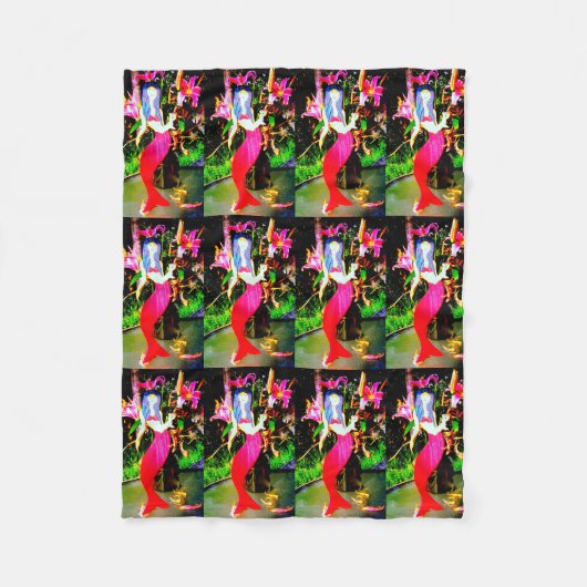 Rote Meerjungfrauen Fleecedecke (Vorderseite)