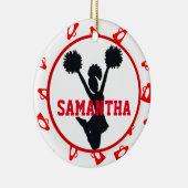 Rote Megaphone und Cheerleader personalisiert Keramikornament (Rechts)