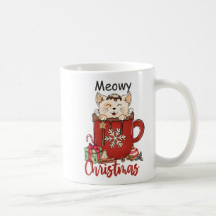 Rote Meowy Weihnachtskatze Feiertags-Kaffeetasse  Kaffeetasse