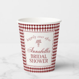 Rote Merlot-Harlekin-Karo-Hochzeitsdusche Pappbecher