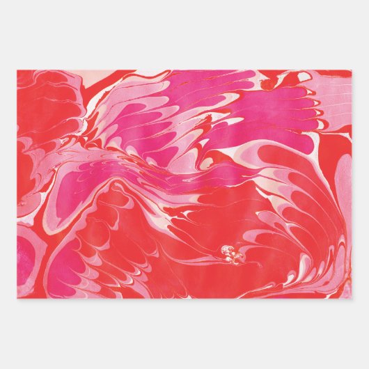 Rote Merry Marmor Wrapping Paper Sheets Geschenkpapier Set (Vorderseite 3)