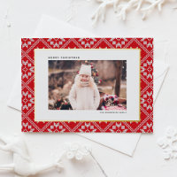 Rote Messe Isle Winter Strick Pattern Foto Weihnac