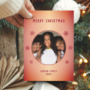 Rote Metallic-Schneeflocken-Familienfoto-Weihnacht