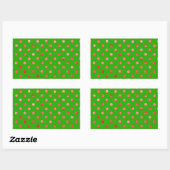 Rote Metallische Imitate Foil Polka Dot Green Back Rechteckiger Aufkleber (Blatt)