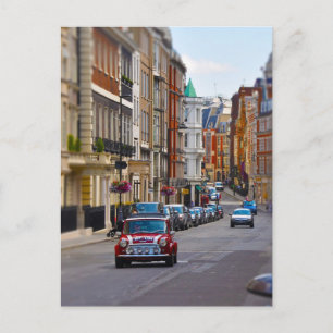 Rote Mini Cooper Auto Stadt Szene Postkarte