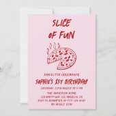 Rote Minimal-Scheibe Spaß-Pizza-Geburtstag Einladung (Vorderseite)