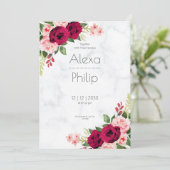 Rote Minimalistische Blüte Die Hochzeit Einladung (Stehend Vorderseite)