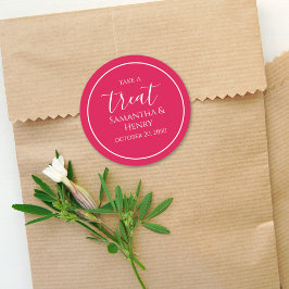 Rote Minimalistische Hochzeitsszenografie Runder Aufkleber