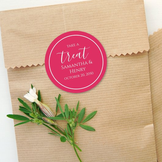 Rote Minimalistische Hochzeitsszenografie Runder Aufkleber