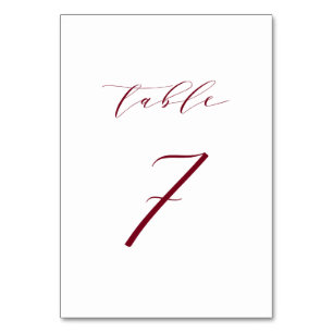Rote minimalistische Schrift Hochzeit Tisch Nummer Tischnummer