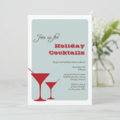 Rote Minze Weihnachtscocktail Martini Retro Einladung (Stehend Vorderseite)