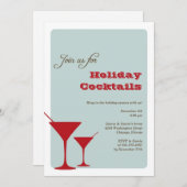 Rote Minze Weihnachtscocktail Martini Retro Einladung (Vorne/Hinten)